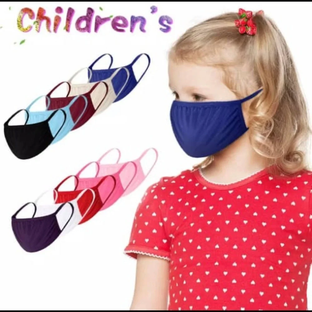 50 PCs Bulk Purchase Childrens Plain Spandex Cotton Face Masks. Mix of 10 Colors
